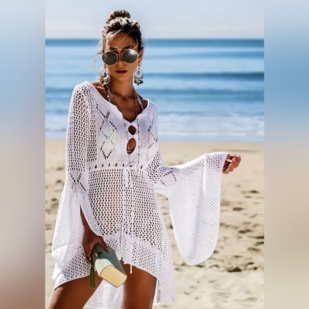 Swimwear Coverup M L Crochet Swim suit  Vacay Outfit Swimming Suit Cover Up - Picture 11 of 11